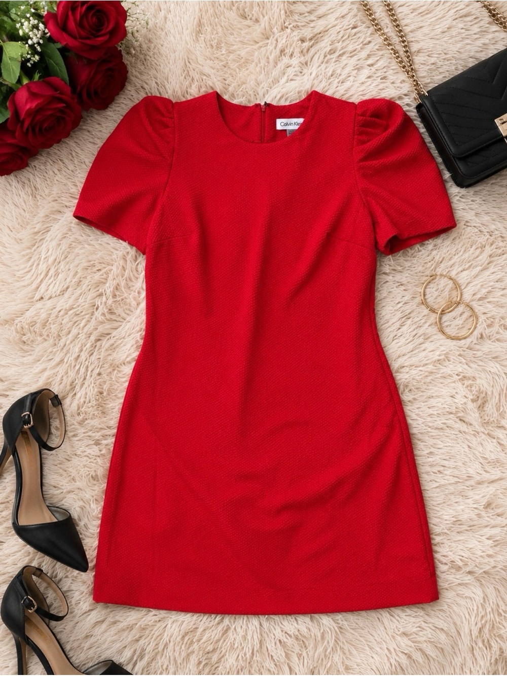 Calvin Klein Puff-Sleeve Sheath Dress